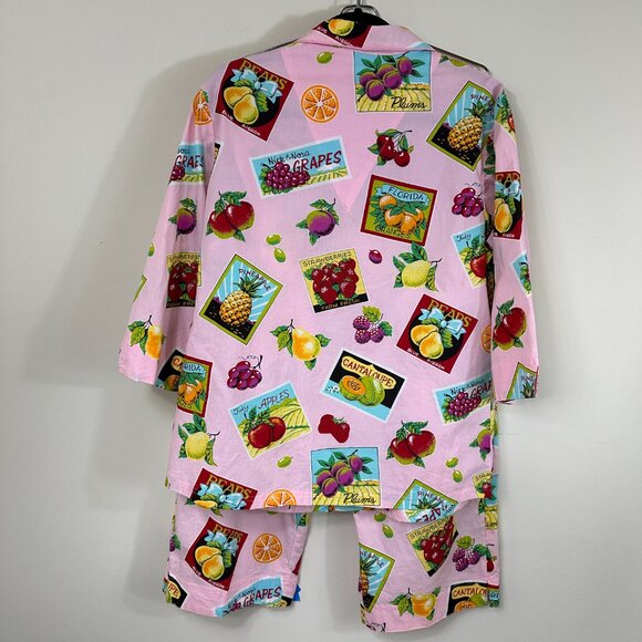 NWOT Nick & Nora Fruit 3/4 Sleeve Button Up Shirt and Capri Pajama Set Size L - Picture 4 of 13